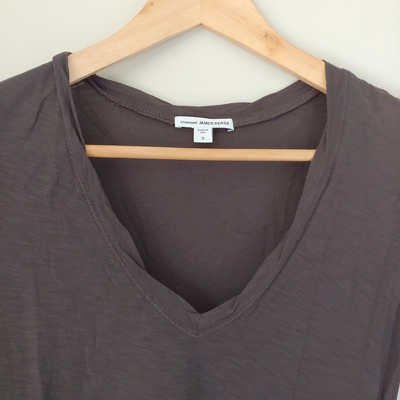 James Perse Casual Cotton Slub V Neck T-Shirt Short Sleeve Size Large - Picture 10 of 16